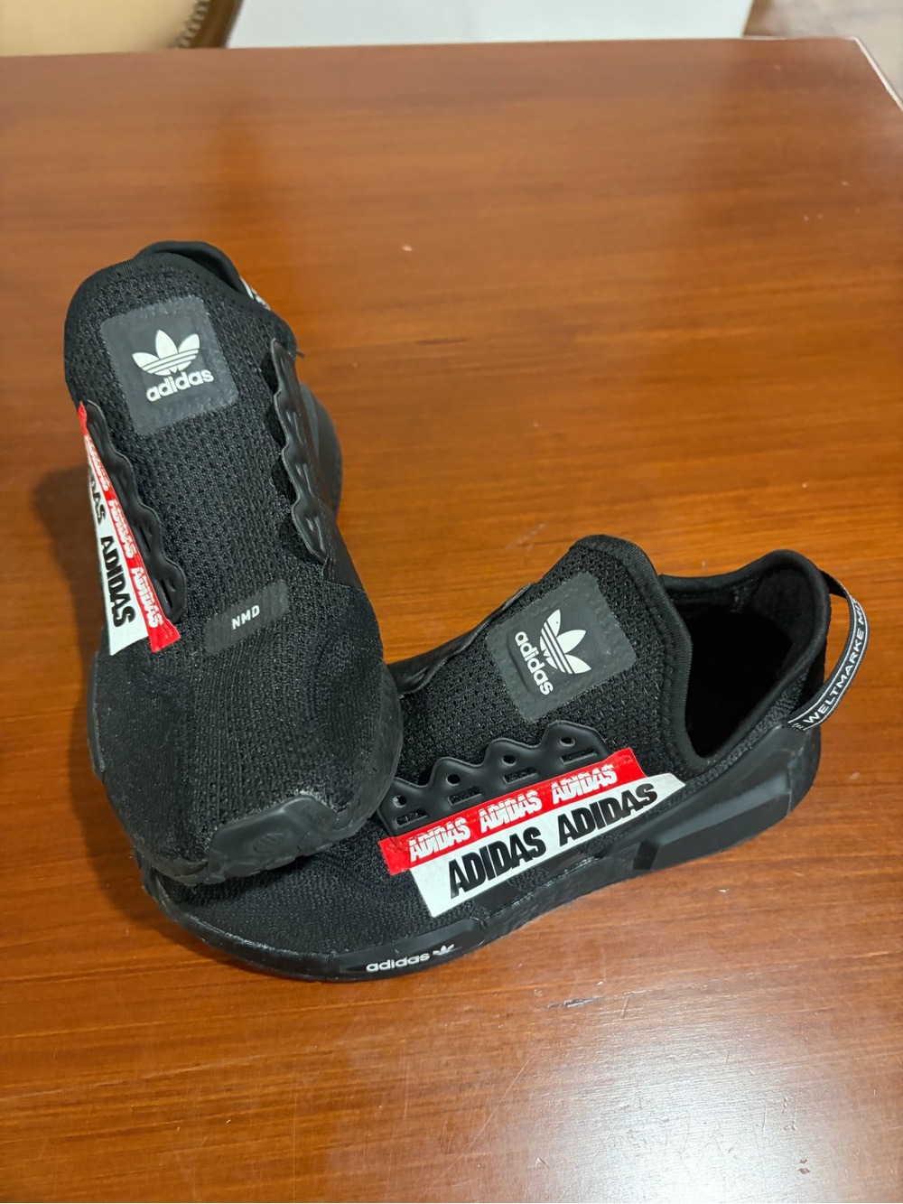 adidas Black Slip-On NMD Sneakers with Red & White Logos + A GIFT 🎁